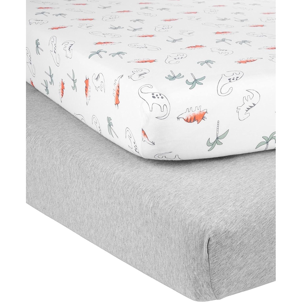 image:imageSimple Joys by Carters Baby 2Pack Cotton Crib SheetsHeatherDinosaur