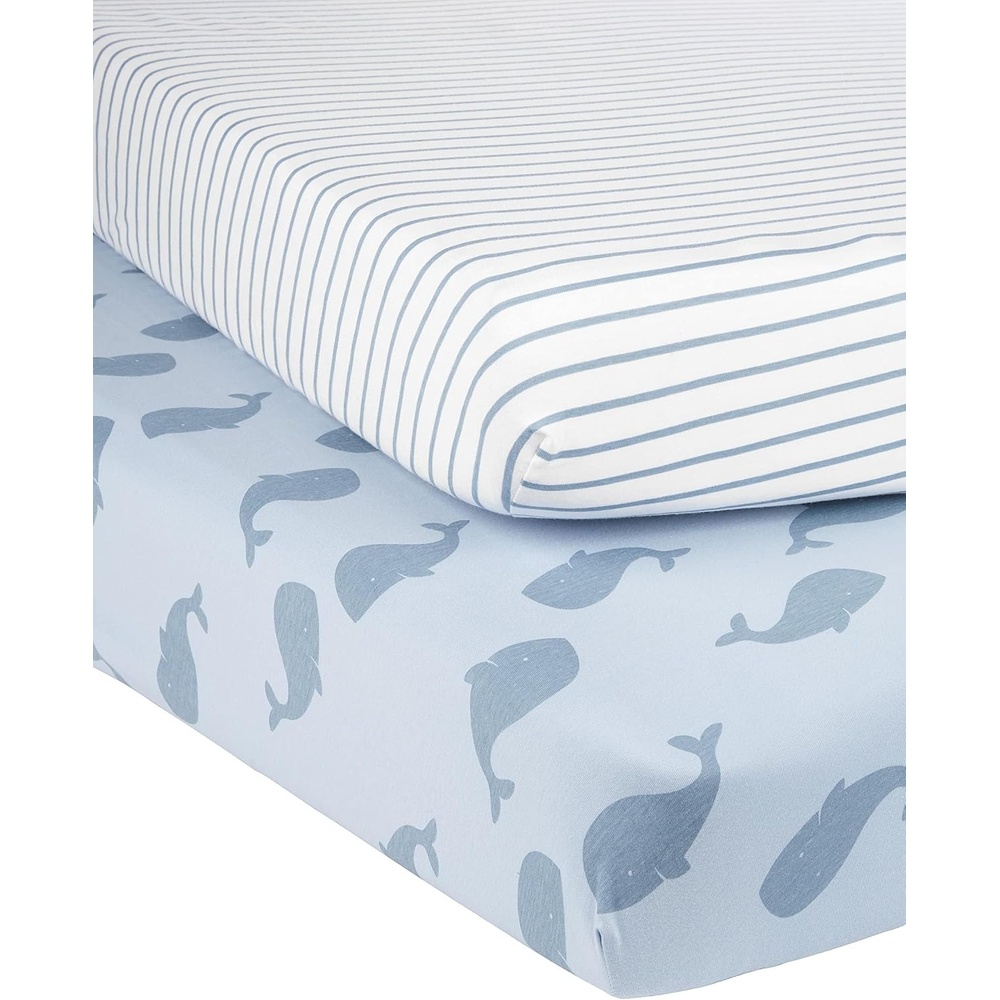 image:imageSimple Joys by Carters Baby 2Pack Cotton Crib SheetsWhalesStripes