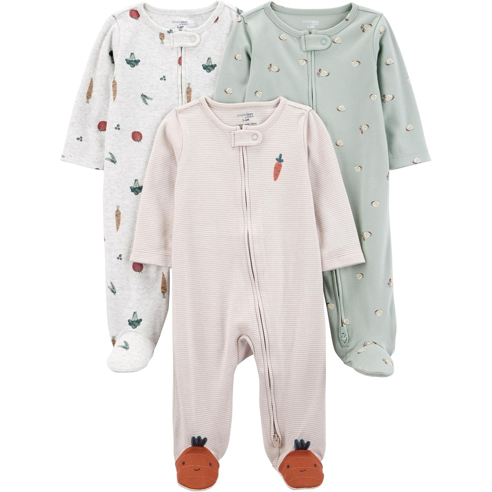 image:imageSimple Joys by Carters Baby 3Pack Neutral Sleep and PlayVeggie Stripe