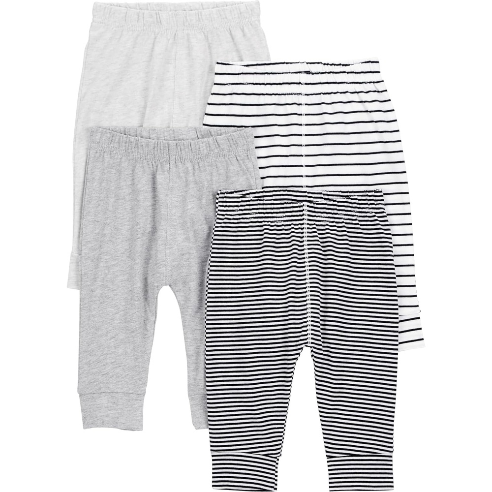 image:imageSimple Joys by Carters Baby 4Pack Neutral PantBlack Mini StripeGreyLight GreyWhite Stripe