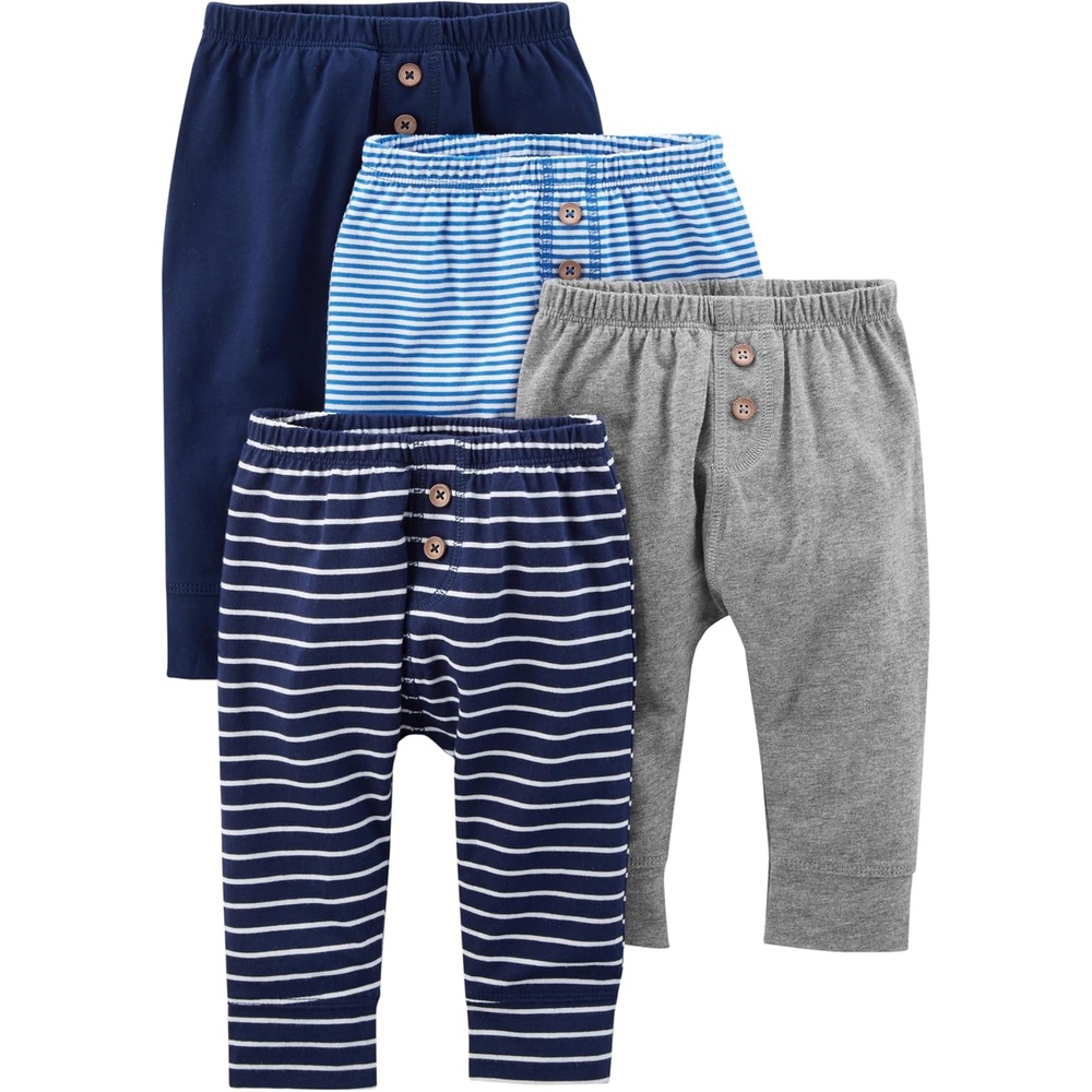 image:imageSimple Joys by Carters Baby 4Pack Neutral PantBlueGrey HeatherNavyStripe