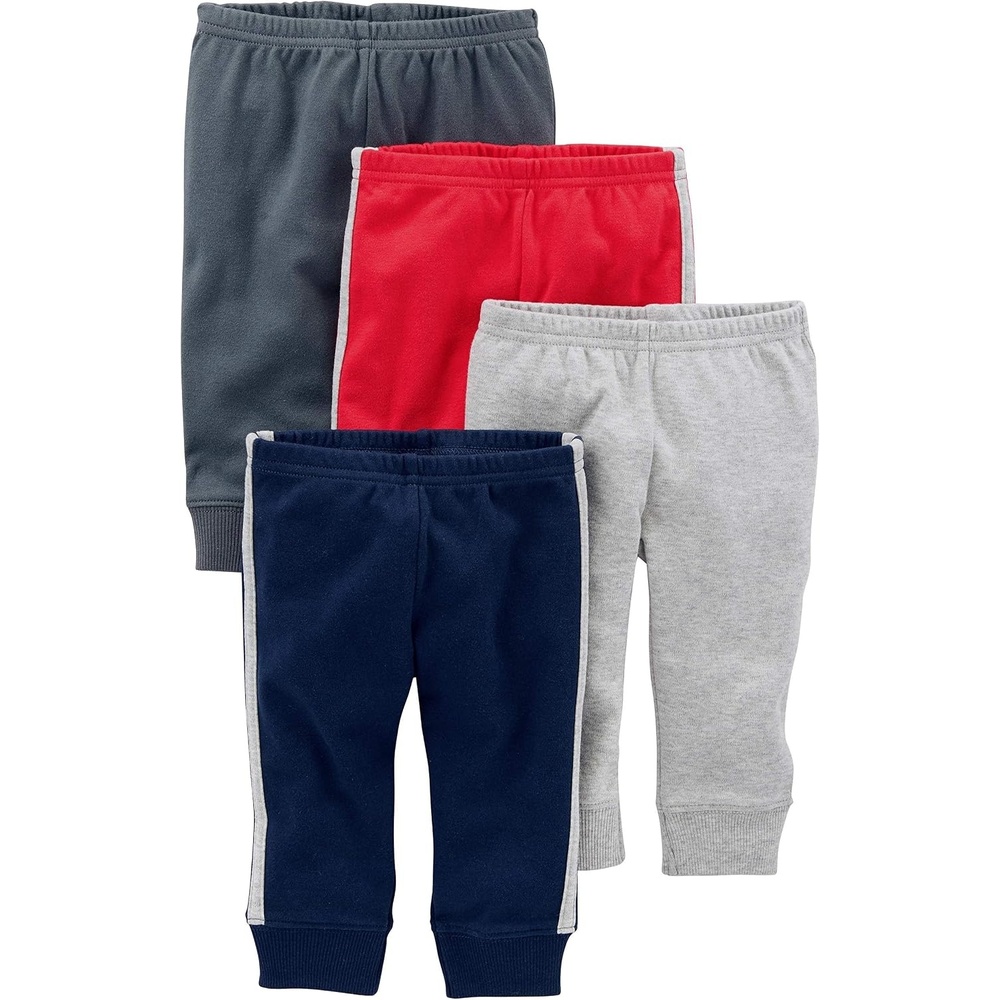 image:imageSimple Joys by Carters Baby 4Pack Neutral PantDark BlueDark GreyGrey HeatherRed