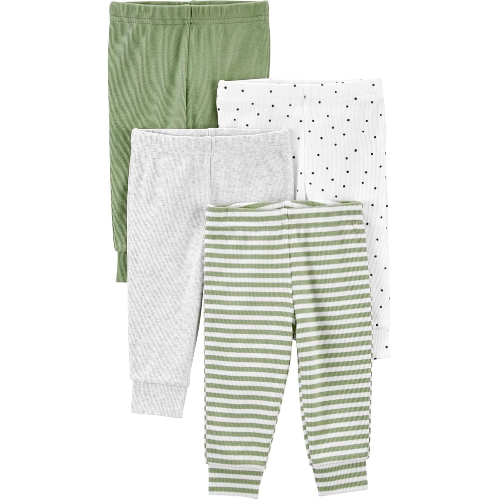 image:imageSimple Joys by Carters Baby 4Pack Neutral PantGrey HeatherOliveWhite DotsStripe