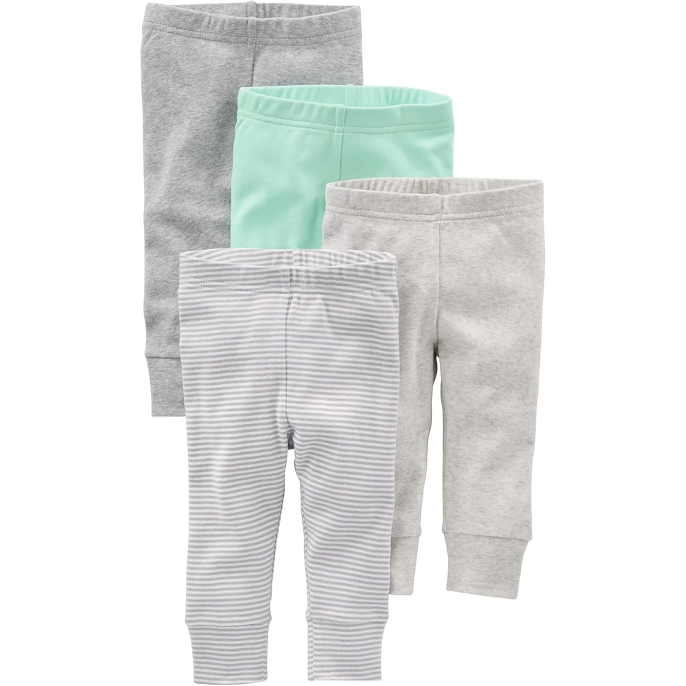 image:imageSimple Joys by Carters Baby 4Pack Neutral PantGreyLight GreyMint GreenStripe