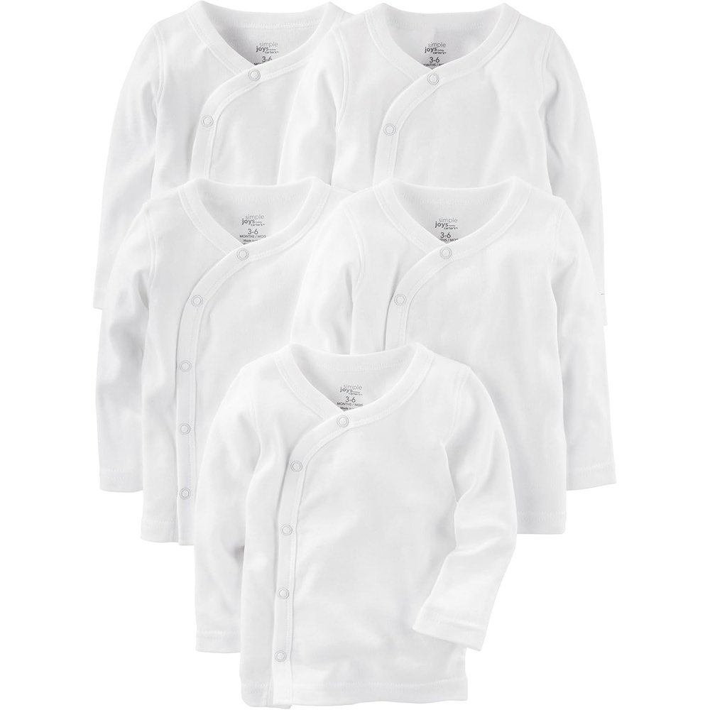 image:imageSimple Joys by Carters Baby 5Pack Sidesnap LongSleeve ShirtWhite
