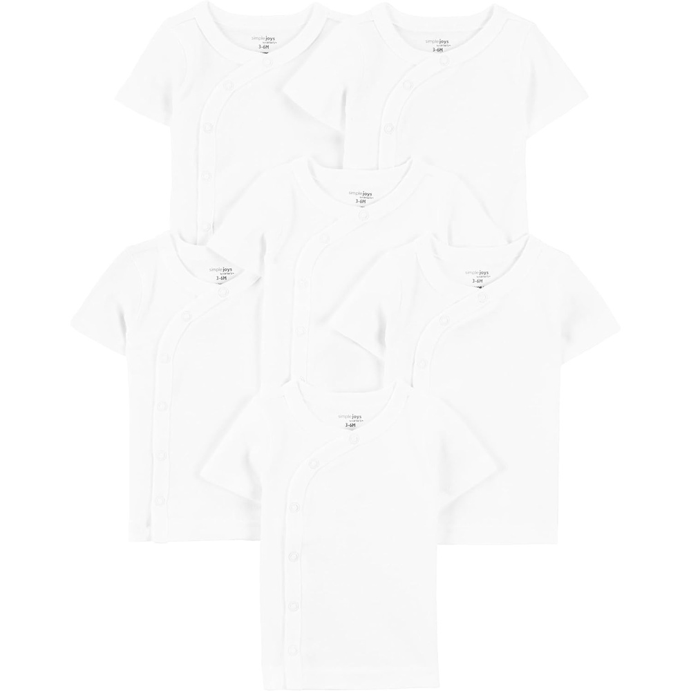 image:imageSimple Joys by Carters Baby 6Pack Sidesnap ShortSleeve ShirtWhite