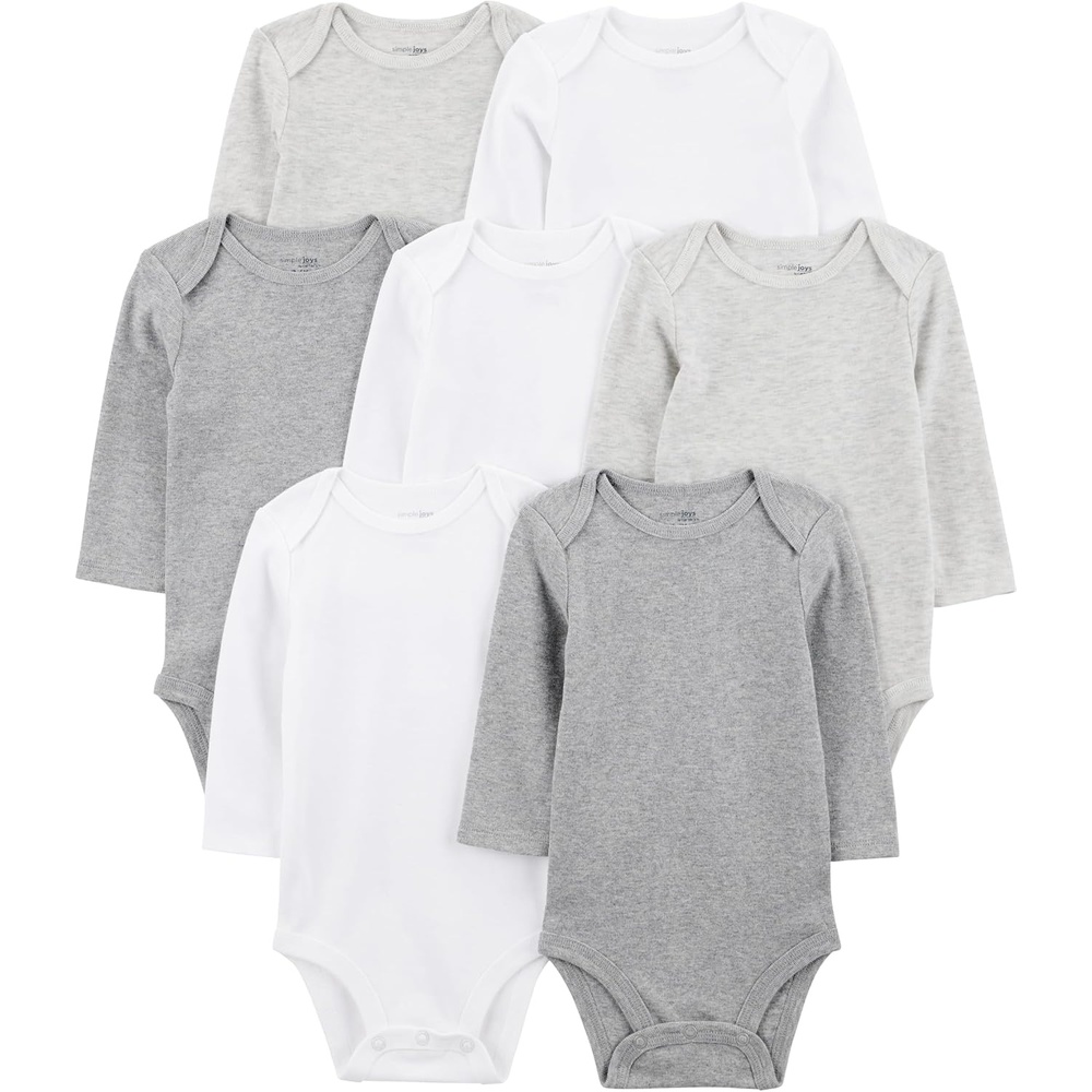 image:imageSimple Joys by Carters Baby 7pack Long Sleeve BodysuitHeather White