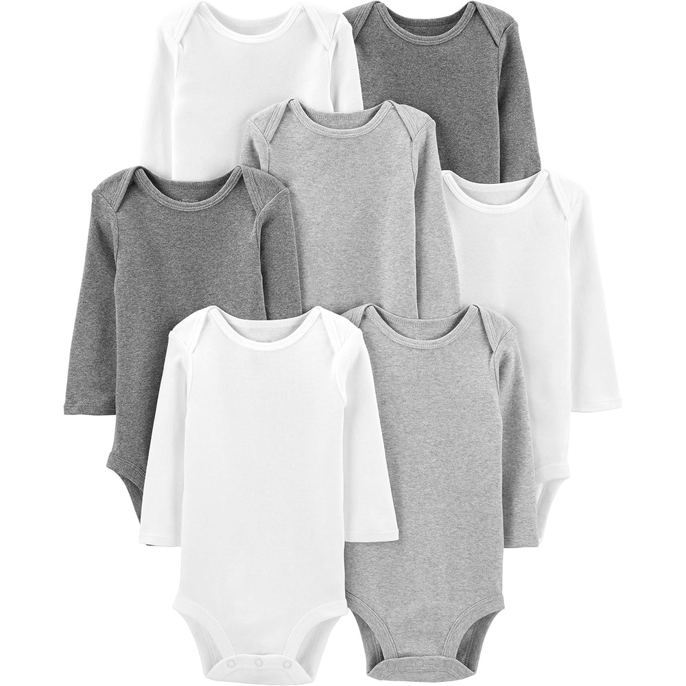 image:imageSimple Joys by Carters Baby 7pack Long Sleeve BodysuitWhiteLight Grey HeatherMedium Grey Heather