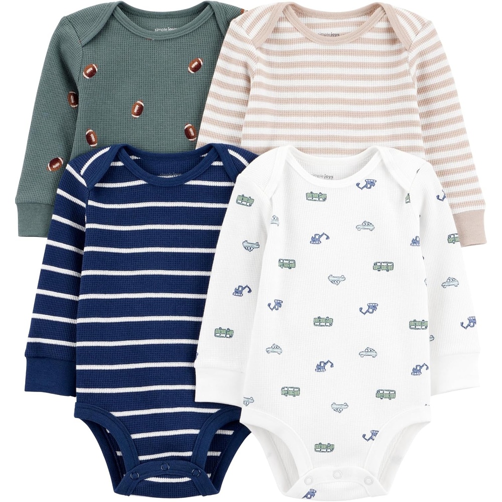 image:imageSimple Joys by Carters Baby Boys 4pack Longsleeve BodysuitBrown Football