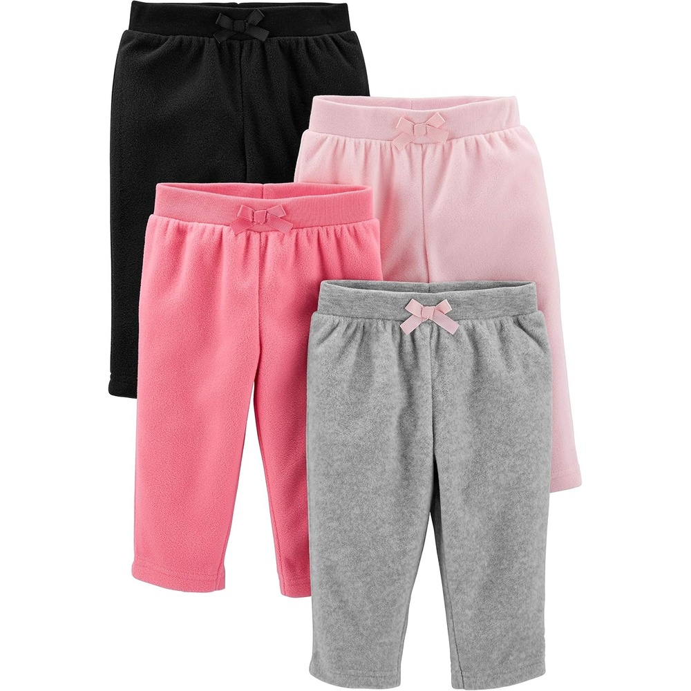 image:imageSimple Joys by Carters Baby Girls 4Pack Fleece PantsCasual PantsPinkBlackGrey Heather