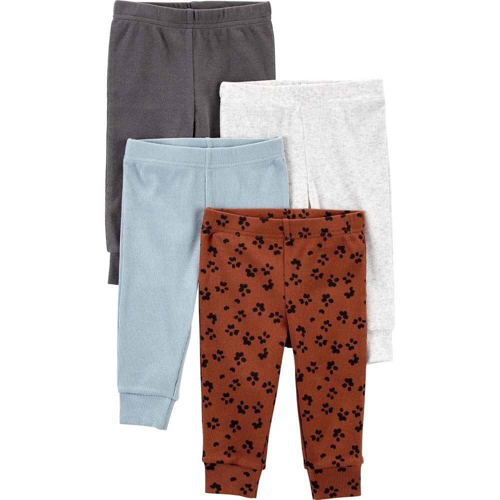 image:imageSimple Joys by Carters Baby Girls 4Pack PantBlueBrown Animal PrintDark GreyWhite