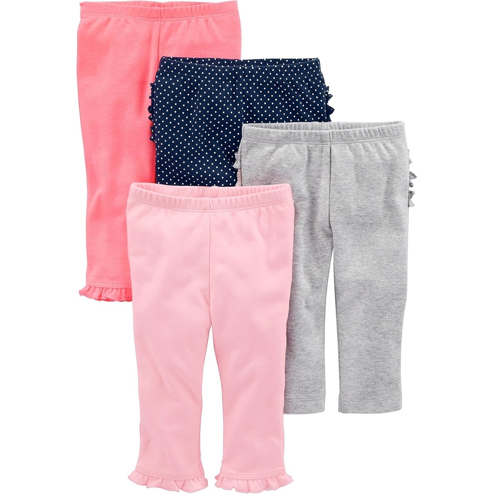 image:imageSimple Joys by Carters Baby Girls 4Pack PantCoral PinkGreyNavy DotsPink