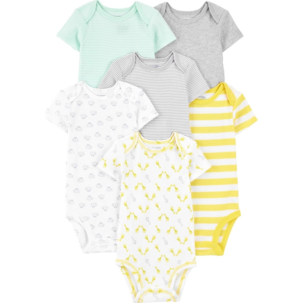 image:imageSimple Joys by Carters Unisex Babies ShortSleeve BodysuitGreyYellow