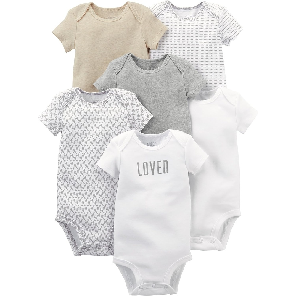 image:imageSimple Joys by Carters Unisex Babies ShortSleeve BodysuitWhiteGrey