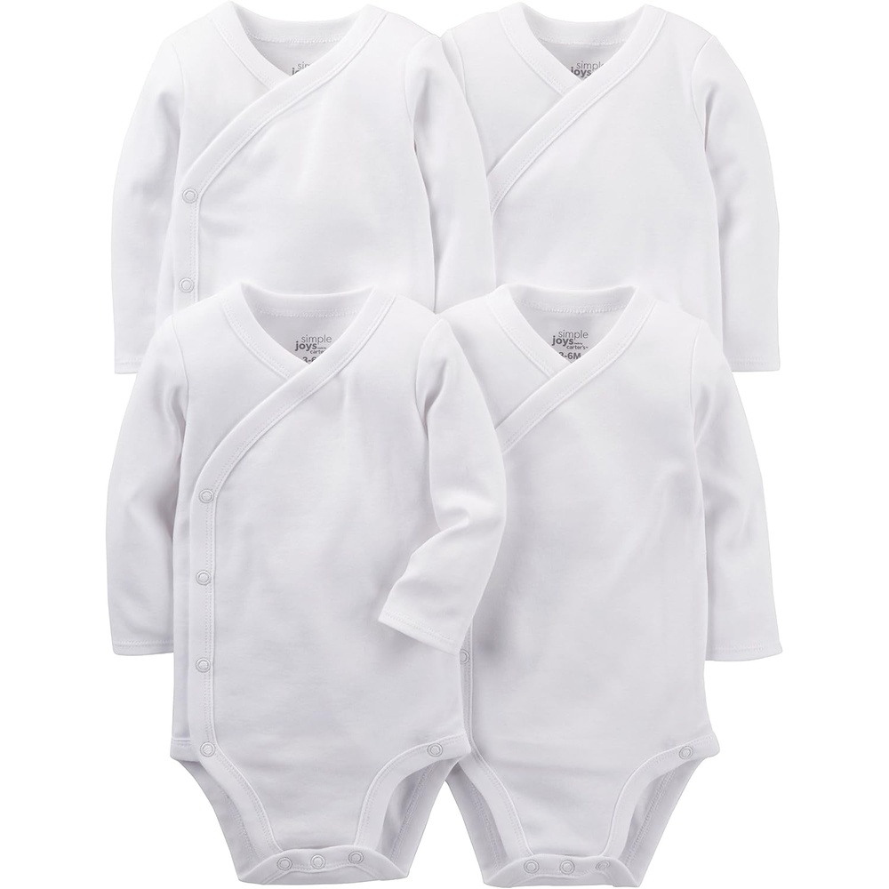 image:imageSimple Joys by Carters Unisex Baby 4pack Side Snap BodysuitWhite