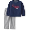 Navy Blue Grey Little Champ Print
