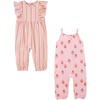 Pink Strawberries/White Vertical Stripe