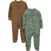 Brown Double Stripe/Olive Forest Animals