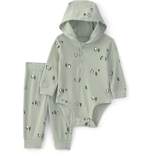 Carter’s Baby Boys’ 2-piece Bodysuit Pant Set(Green Penguin)