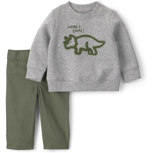 Carter’s Baby Boys’ 2-piece Pant Set Navy Blue Grey Little Champ Print(Grey Here I Come Print)
