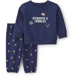 Carter’s Baby Boys’ 2-piece Pant Set Navy Blue Grey Little Champ Print(Navy Blue Football)