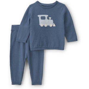 Carter’s Baby Boys’ 2-piece Sweater Knit Set Blue Train Intarsia(Blue Train Intarsia)