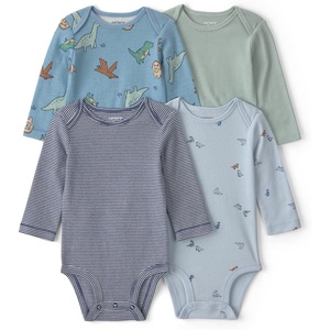 Carter’s Baby Boys’ 4-pack Long Sleeve Bodysuits(Blue Green Dino)
