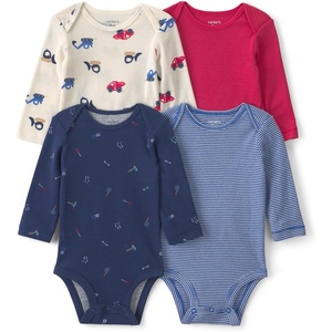 Carter’s Baby Boys’ 4-pack Long Sleeve Bodysuits(Multi Construction)