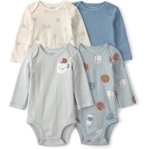 Carter’s Baby Boys’ 4-pack Long Sleeve Bodysuits(Multi Milk & Cookies)