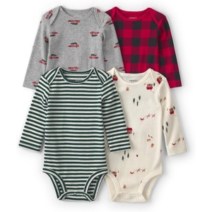 Carter’s Baby Boys’ 4-pack Long Sleeve Bodysuits(Multi Sleigh Strip Car)