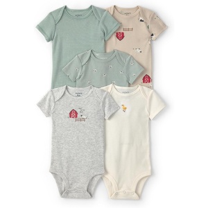 Carter’s Baby Boys’ 4-pack Short Sleeve Bodysuits Multi Transportation(Multi Farm)