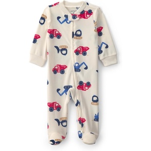 Carter’s Baby Boys’ Fleece Sleep and Play(Ivory Cream Construction Print)