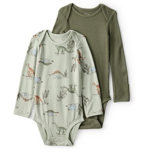Carter’s Baby Boys’ Purelysoft 2-pack Long Sleeve Bodysuit(Green Dino)