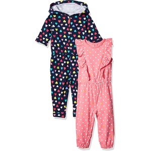 Carter’s Baby Girls 2-pack One-piece Romper(Navy Heart/Pink Dot)