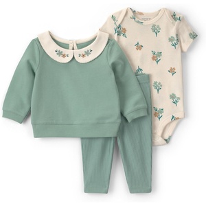 Carter’s Baby Girls’ 3-piece Bodysuit Pant Sets(Green Floral)