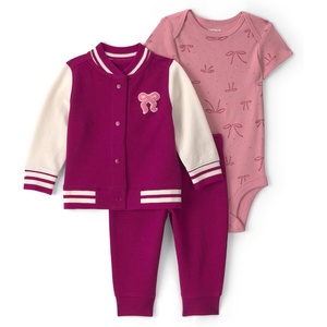 Carter’s Baby Girls’ 3-piece Bodysuit Pant Sets(Pink Bow Varsity)