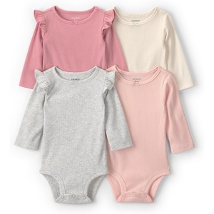 Carter’s Baby Girls’ 4-pack Long Sleeve Bodysuits(Multi Flutter)