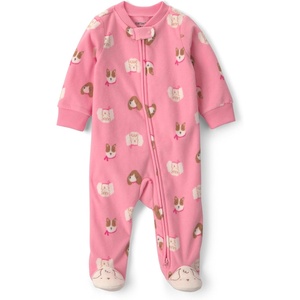 Carter’s Baby Girls’ Fleece Sleep and Play(Pink Dog Foot Art)