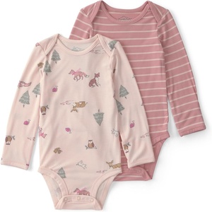 Carter’s Baby Girls’ Purelysoft 2-pack Long Sleeve Bodysuit(Pink Woodland Print)