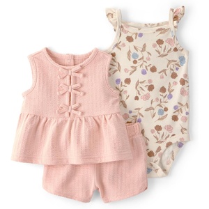 Carter’s baby-girls 3-Piece Short Set(Pink/Cream)