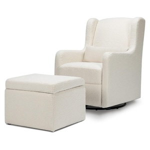 Carter’s by DaVinci Adrian Swivel Glider with Storage Ottoman in Ivory Boucle, Greenguard Gold & CertiPUR-US Certified(Ivory Boucle)