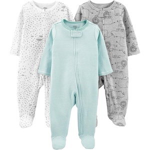 Simple Joys by Carter’s Baby 3-Pack Neutral Sleep and Play(Green Stripe/Grey Lion/White Stars)