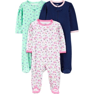 Simple Joys by Carter’s Baby 3-Pack Neutral Sleep and Play(Mint Green Floral/Navy Dots/White Flowers)