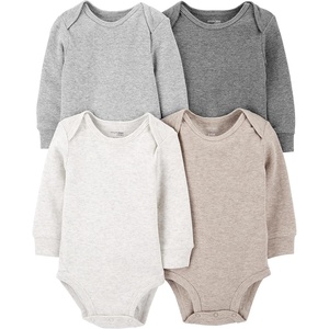 Simple Joys by Carter’s Baby 4-pack Soft Thermal Long Sleeve Bodysuits(Beige/Dark Grey/Grey/Ivory)