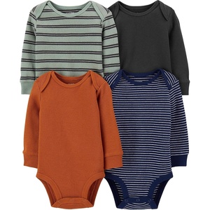 Simple Joys by Carter’s Baby 4-pack Soft Thermal Long Sleeve Bodysuits(Black/Green Stripe/Navy/Rust)