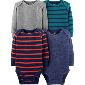 Simple Joys by Carter’s Baby 4-pack Soft Thermal Long Sleeve Bodysuits(Blue Heather/Grey Heather/Stripe)