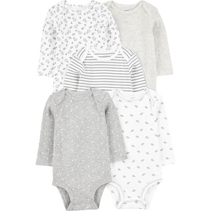 Simple Joys by Carter’s Baby 5-pack Long-sleeve Bodysuit(Grey/White)