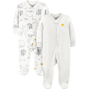 Simple Joys by Carter’s Baby Boys’ 2-way Zip Thermal Footed Sleep and Play, Pack of 2(Animal/Sun)