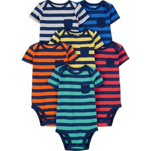 Simple Joys by Carter’s Baby Boys 6-Pack Short-Sleeve Bodysuit(Color Block/Rugby Stripe)