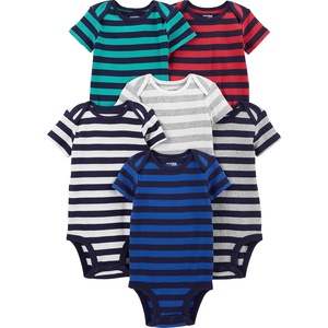 Simple Joys by Carter’s Baby Boys 6-Pack Short-Sleeve Bodysuit(Grey/Navy/White/Multi Stripe)